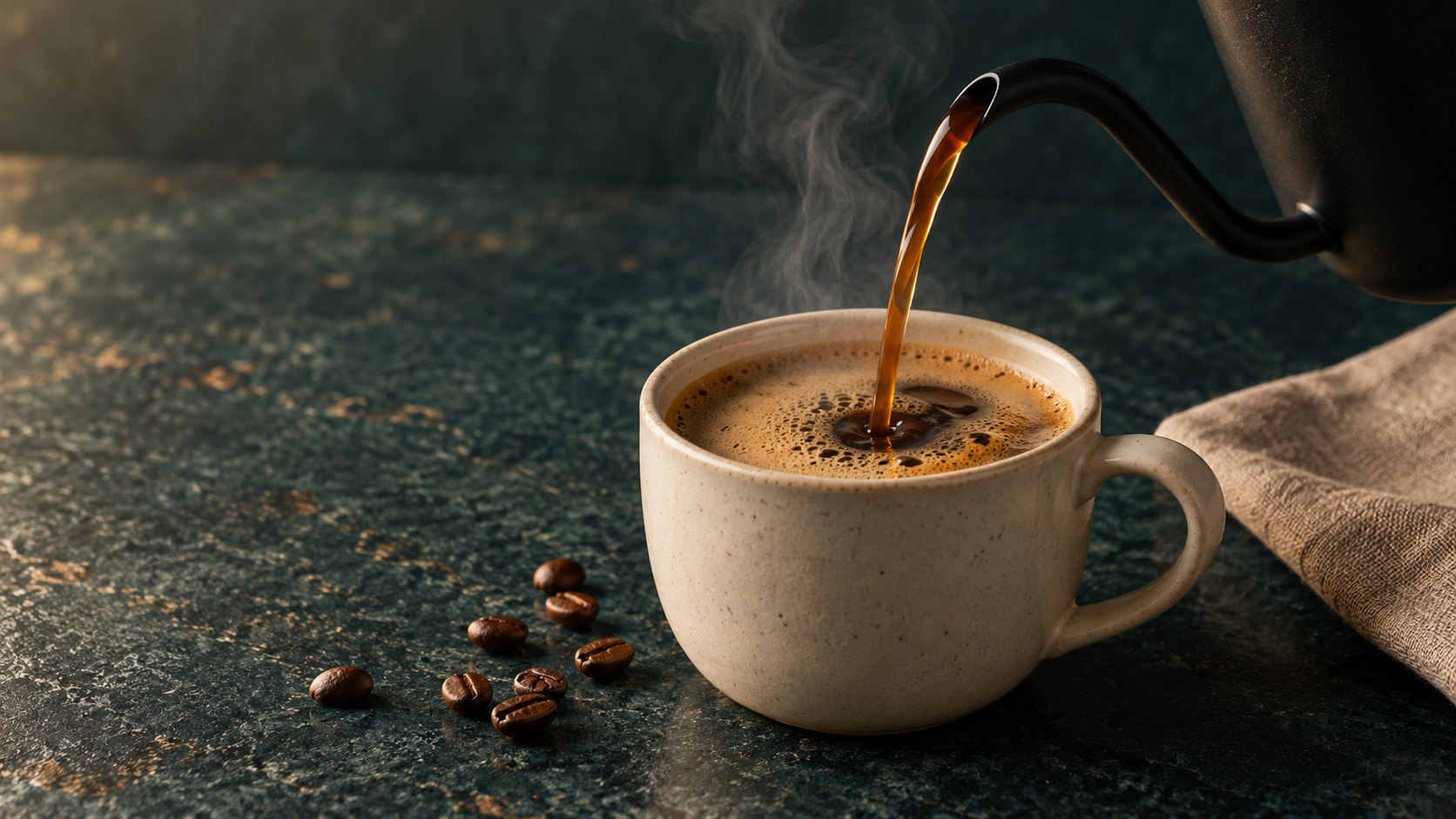 Specialty coffee poured into a ceramic cup